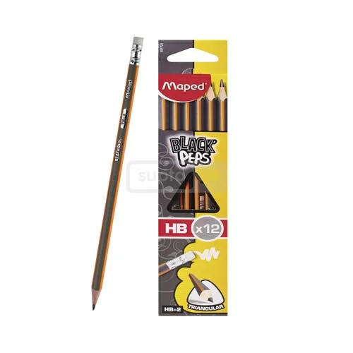 Black pencil with eraser 12pcs